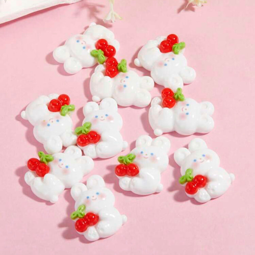 さくらんぼ♡仲良しうさぎ♡5センチパッチンピン さくらんぼ うさぎに