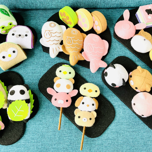 フェルトままごと☆どうぶつ和菓子セット☆ SHIDO-RICO フェルトで作るどうぶつ和菓子セット 型紙＆レシピ 型紙