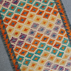 193×78㎝【アフガン手織りキリム　ランナー】廊下敷き 手織り絨毯 5枚目の画像