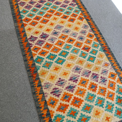 193×78㎝【アフガン手織りキリム　ランナー】廊下敷き 手織り絨毯 10枚目の画像