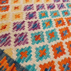 193×78㎝【アフガン手織りキリム　ランナー】廊下敷き 手織り絨毯 11枚目の画像
