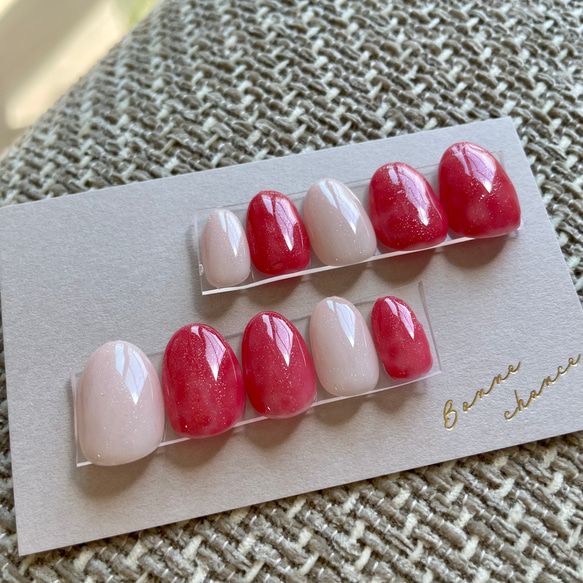 オーダーネイル⭐️いちごネイル ネイルチップ（つけ爪