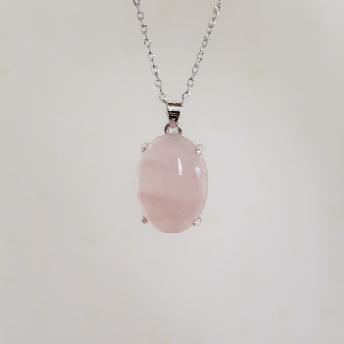 数量限定 春色 ローズクォーツ ネックレス オーバル サージカル 