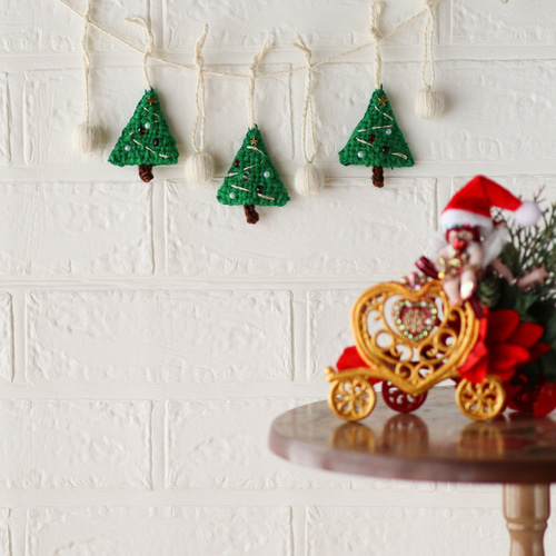 手織りと巻き玉のクリスマスガーランド オーナメント ガーランド