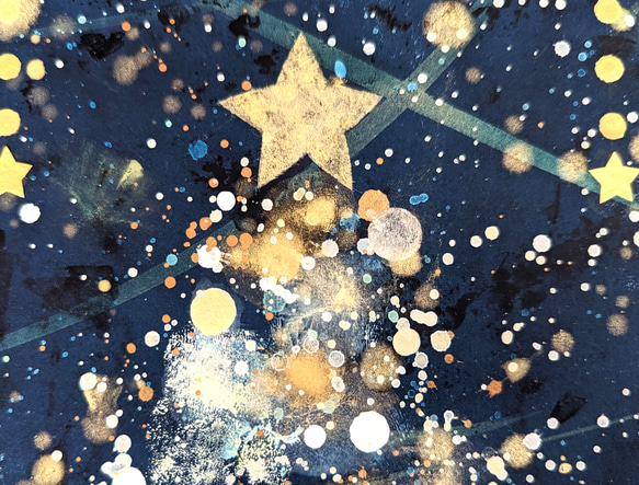 クリスマスツリー雪と星の夜P5号(アクリル原画) アート 絵画 アクリル絵具、油絵具 M1674723053(12750円)
