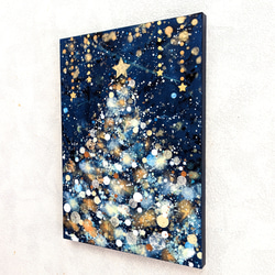 聖誕樹雪與星夜P5（原創壓克力畫） 第2張的照片