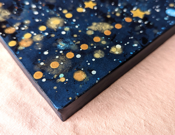 クリスマスツリー雪と星の夜P5号(アクリル原画) アート 絵画 アクリル絵具、油絵具 M1674723053(12750円)