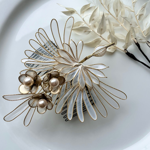 鶴 ゴールド 結婚式 卒業式 お呼ばれ 成人式 七五三 髪飾り 前撮り