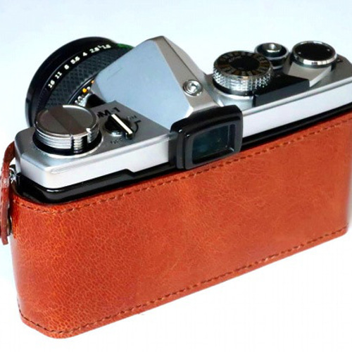 再々値下げ　ワンオーナー　オリンパスOM-1MD+標準50mm+ケース+ストロボ オリンパス OM-1,OM-2用 カメラケース 本革 ブラウン #125 カメラ