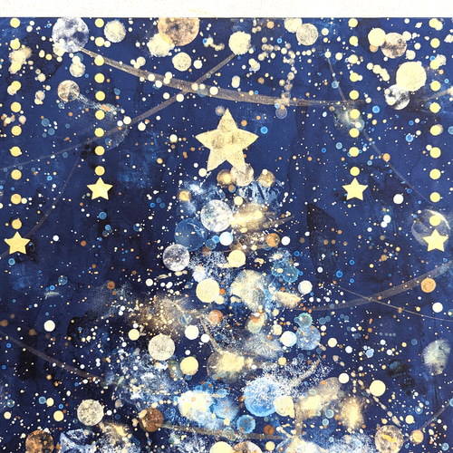 2024特集 クリスマスツリー聖夜P8号(アクリル原画) 絵画 通販 加藤晶子 絵画