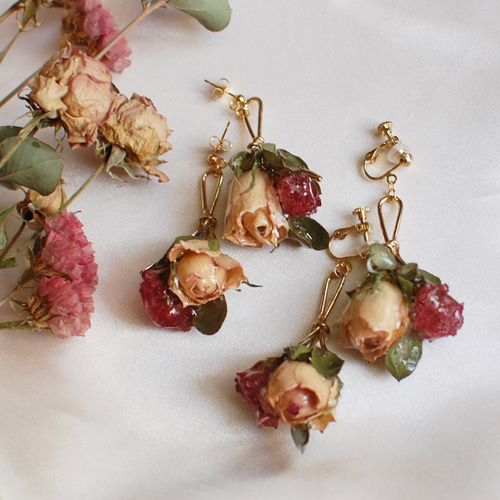 セット・コフレ】ピンクベージュ色をした薔薇のアンティーク