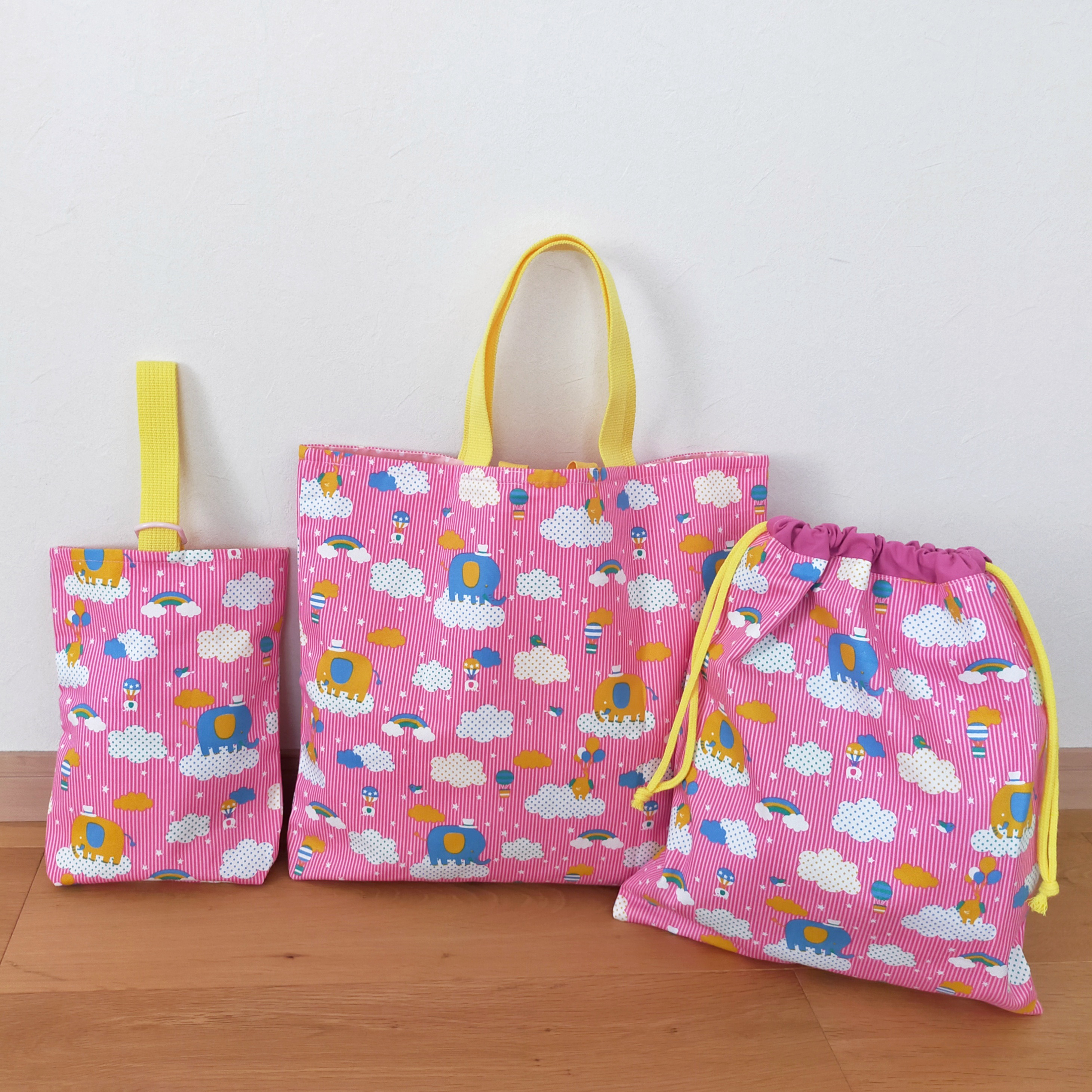 入園入学 準備3点セット【国内送料無料】【3年間お直し無料保証つき】  ぞう柄　ピンク 5,986円