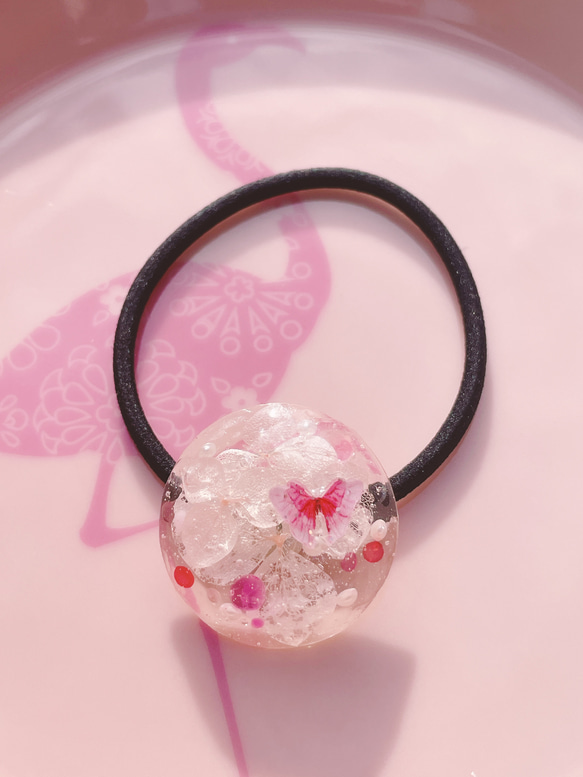 鳩　レジンヘアゴム　白鳩　薔薇 鳩 レジンヘアゴム 白鳩 薔薇