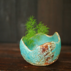ターコイズ色の陶器製花瓶 PetaPeta北欧雑貨ショップ＞＞ドイツヴィンテージ＞＞花瓶