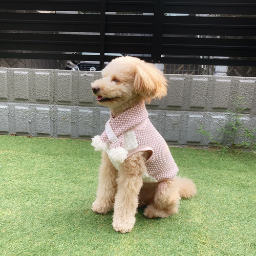 昭和レトロチックな「あそび着」青色 犬服ハンドメイド 犬の洋服