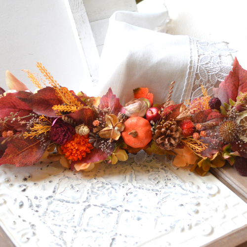 横長スワッグ・ハロウィンスワッグ・秋を愛しむスワッグインテリアに  