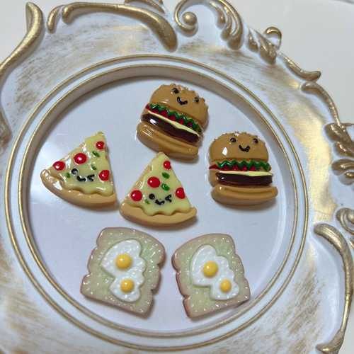 顔つき ハンバーガー ピザ ハートの目玉焼きトースト 6個セット