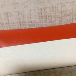 レッド×ホワイト 赤×白 ソフトパックティッシュケース マスクケース フェイクレザー キッチンペーパー バイカラー 合皮 3枚目の画像