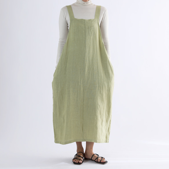サイズオーダーok•リネン100％ジャンパースカート・ 2枚目の画像