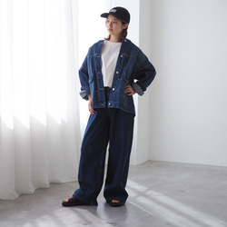 ドロップショルダー ノーカラーデニムジャケット CBC ブルー 8枚目の画像