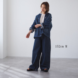 ドロップショルダー ノーカラーデニムジャケット CBC ブルー 4枚目の画像