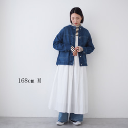 ドロップショルダー ノーカラーデニムジャケット CBC ブルー 11枚目の画像