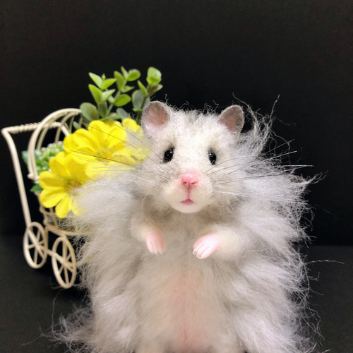 長毛シルバー ゴールデンハムスター 羊毛フェルト 羊毛フェルト