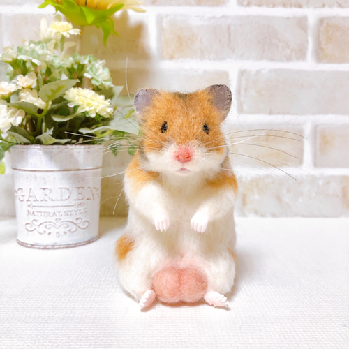 367 ゴールデンハムスター クリームバンデッド◇羊毛フェルト 367 ゴールデンハムスター クリームバンデッド◇羊毛フェルト