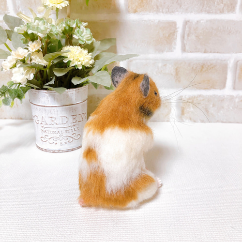 367 ゴールデンハムスター クリームバンデッド◇羊毛フェルト c3ec173d6ee7800c953fdb30a98bea