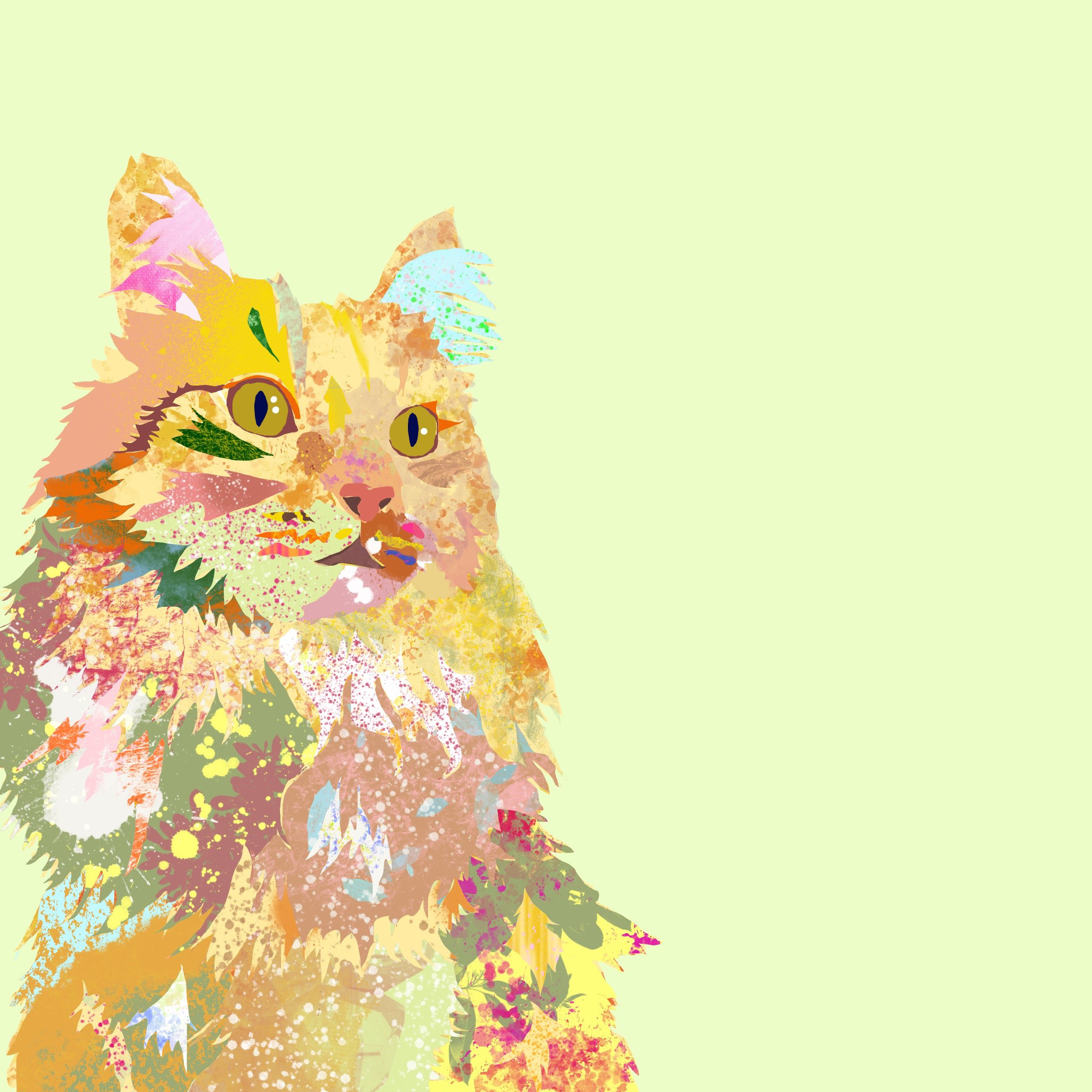 猫　絵画　イラスト　コラージュ コラージュ猫 絵画 イラスト ドローイング