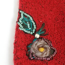 ビーズ刺繍の赤のアームウォーマー 8枚目の画像