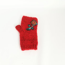 ビーズ刺繍の赤のアームウォーマー 3枚目の画像