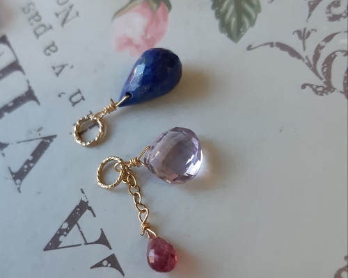 ピンクカルセドニー×グリーンアパタイト 天然石 ネックレスチャーム  