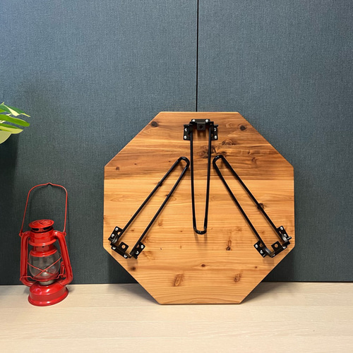 送料無料】 ローテーブル 8角 60cm スギ ナチュラル 折りたたみ黒脚 