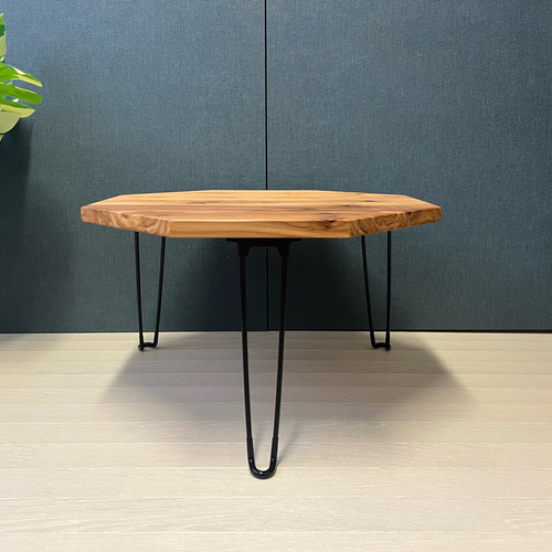 【送料無料】 ローテーブル 8角 60cm スギ ナチュラル 折りたたみ黒脚 送料無料】 ローテーブル 8角 60cm スギ ナチュラル 折りたたみ黒脚