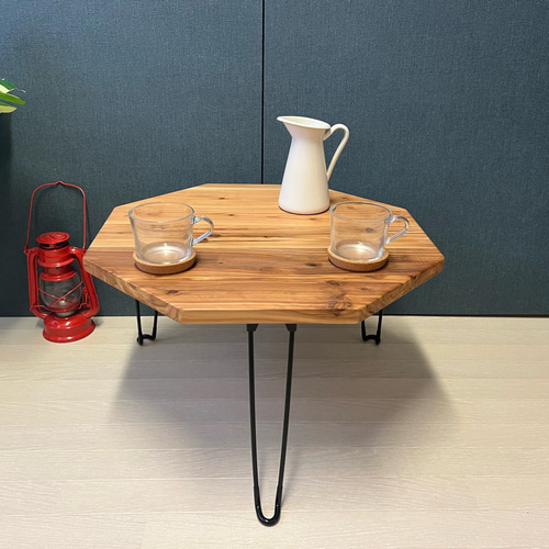 【送料無料】 ローテーブル 8角 60cm スギ ナチュラル 折りたたみ黒脚 送料無料】 ローテーブル 8角 60cm スギ ナチュラル 折りたたみ黒脚