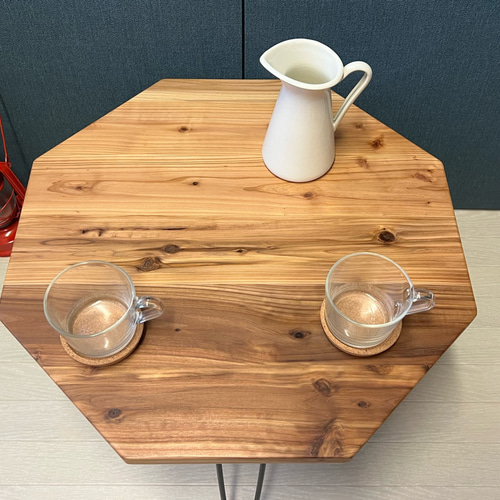 送料無料】 ローテーブル 8角 60cm スギ ナチュラル 折りたたみ黒脚