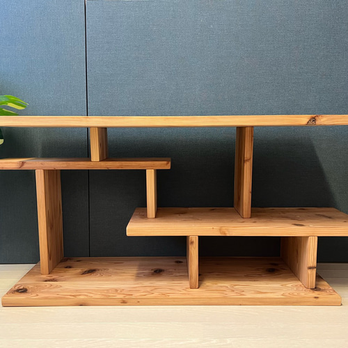 送料無料】 シェルフ でっこみひっこみ4段 110cm×50cm 杉 棚・シェルフ