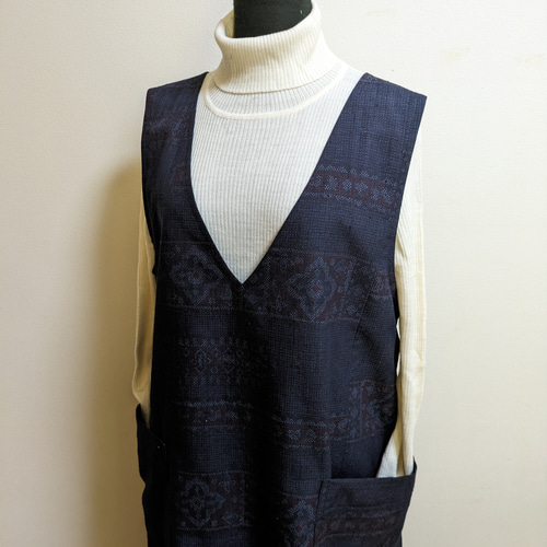 SOLD お値下げ中 着物リメイク Aラインジャンパースカート紬 M