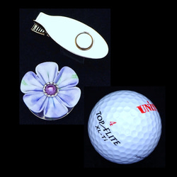 ゴルフマーカー　クリップタイプ　（パープル 六弁花）　●　クロースフラワーアクセサリー 1枚目の画像