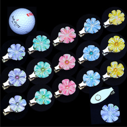 ゴルフマーカー　クリップタイプ　（パープル 八弁花）　●　クロースフラワーアクセサリー 10枚目の画像