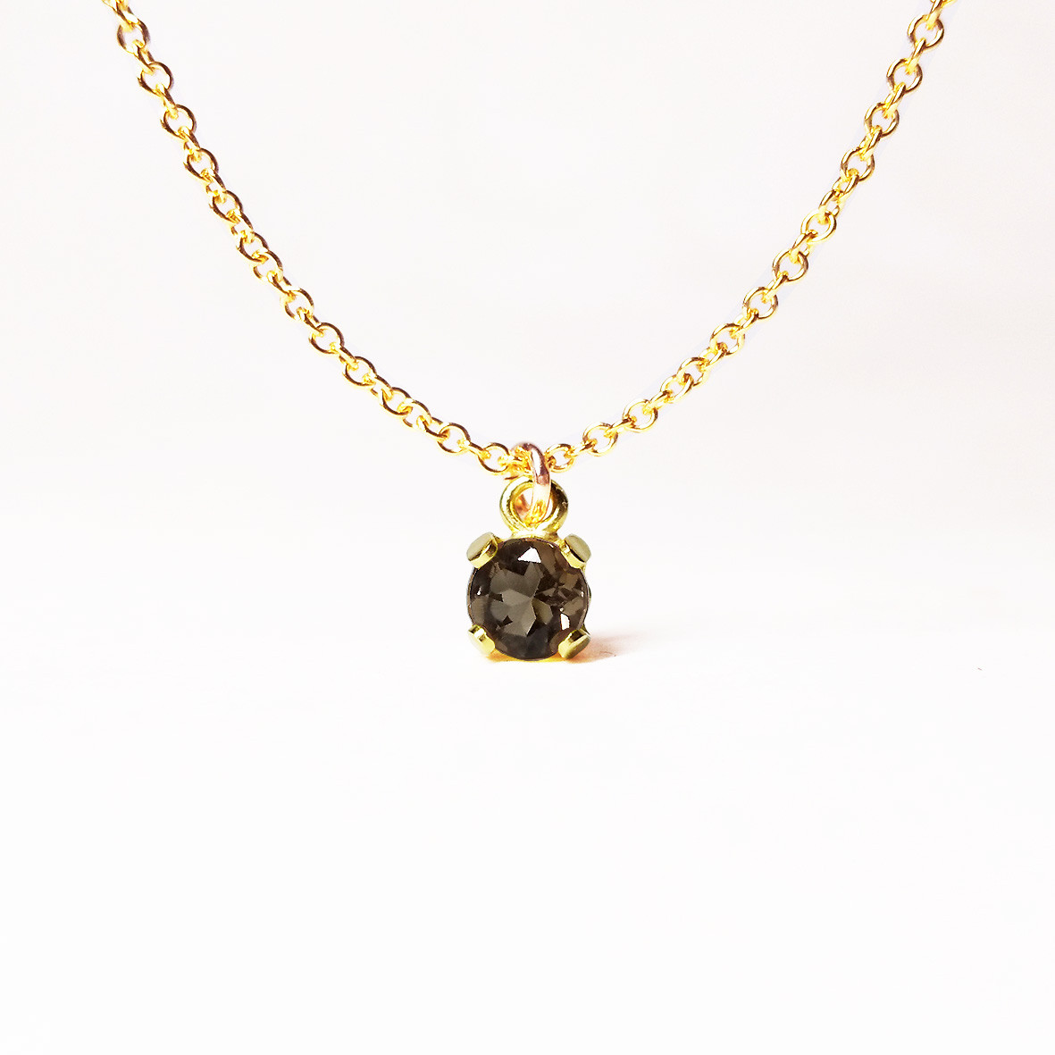 輝く1粒。スモーキークォーツのネックレス　[送料無料]