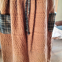 無農薬茶綿の刺し子スカート 1枚目の画像
