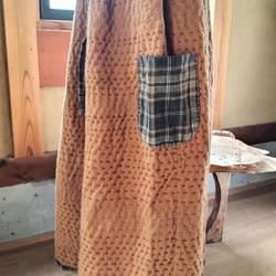 無農薬茶綿の刺し子スカート 2枚目の画像