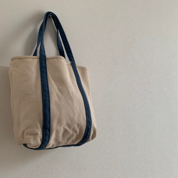 Tall TOTE (S)  帆布　バイカラー　即納 2枚目の画像