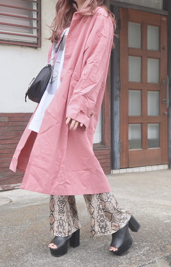 Soutien Collar Long Coat (dusty pink) コート ピンク 桃 ガーリー 2枚目の画像