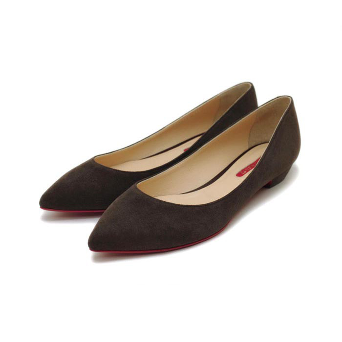 ブラウンスエード ローヒールパンプス　モデルサイズ限定商品　25.5cm 26cm 26.5cm ポインテッドトウ