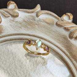 CZタンザナイト*ムーンストーン　ピンキーリング　爽やかな秋雰囲気　 2枚目の画像