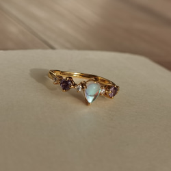 CZタンザナイト*ムーンストーン　ピンキーリング　爽やかな秋雰囲気　 4枚目の画像