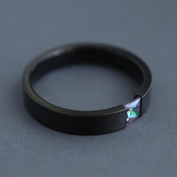 刻印♦︎ミスティックトパーズのブラックリング♦︎天然石♦誕生石♦サージカルステンレス【black＋square】 4枚目の画像